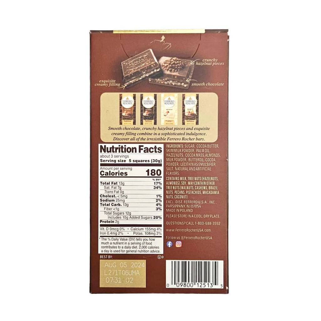 Milk Chocolate Bar with Hazelnut & Almond Filling-FERRERO ROCHER-Po Wing Online